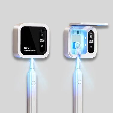 UV Toothbrush Sterilizer Toothbrush Sanitizer Holder, Drill-Free with Digital Display, Dual Mode, 99% Germ Elimination Rate
