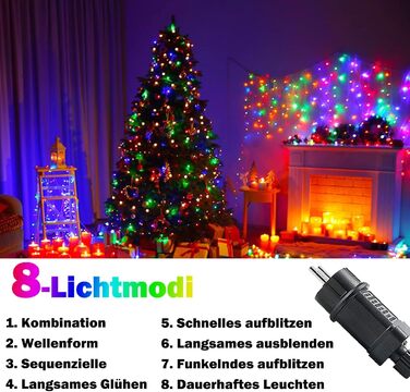 LED гірлянда 20м, 200 LED, з таймером, 8 режимів, IP44, тепле світло - для декору на Різдво, вечірку, весілля, Хелловін