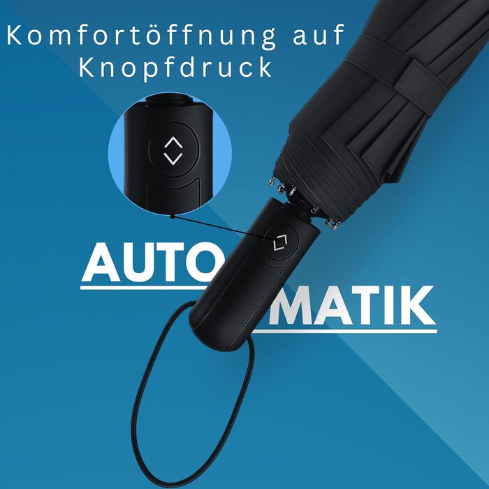 Стійкий до вітру парасолька Rainroyal Drytogo: 3 розміри (95, 100, 105 см) | Автоматичний парасолька-тростина для жінок та чоловіків | Колір: зелений