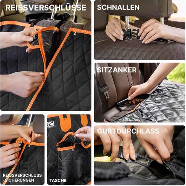 Захист для заднього сидіння авто для собак RAGI - водовідштовхувальний, 4в1, з ременями, антиковзаючий, для всіх авто