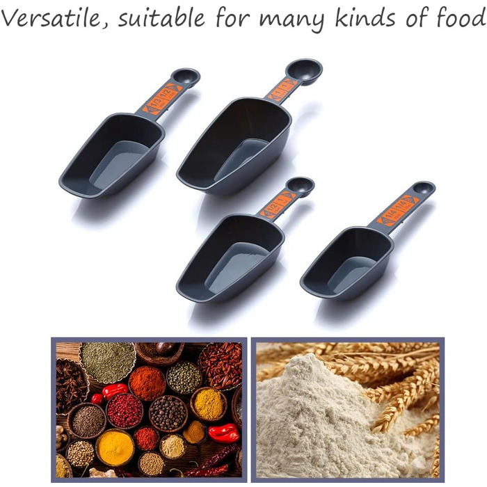 WAAZI 4-Piece Measuring Spoon Set for Baking and Cooking - 1/4 Cup to 1 Cup - PP Plastic Measuring Spoons Kitchen Tool Measuring Cup Set