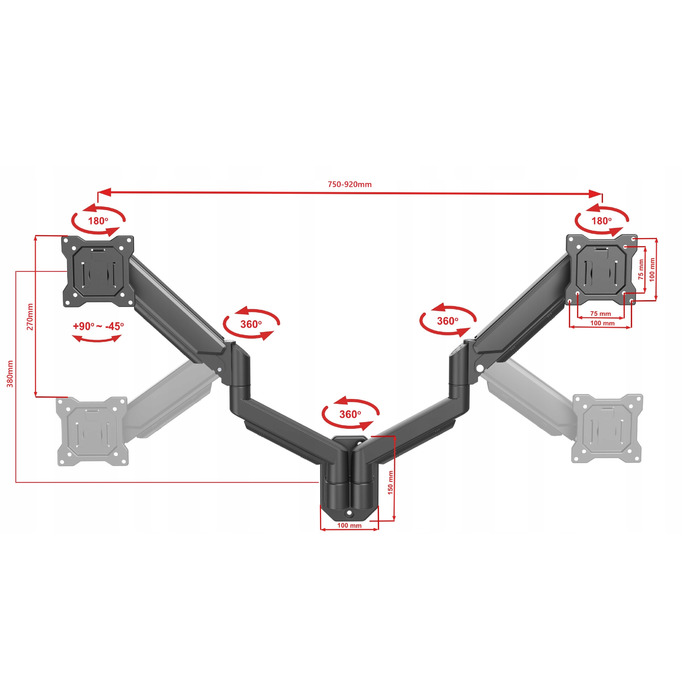 Настінний кронштейн для двох телевізорів Vetouson VX-049