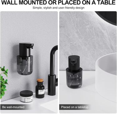 Автоматичний диспенсер для рідкого мила Cuteefun, 400 мл, сенсорний, індикатор заряду, 4 рівні дозування, для ванної/кухні, чорний