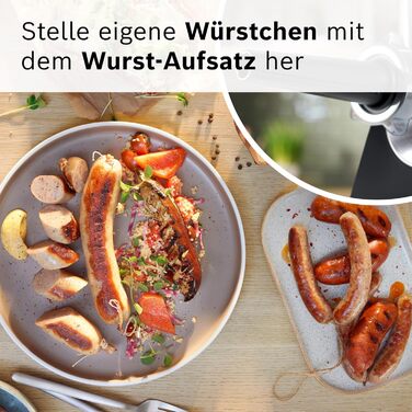 М'ясорубка Bosch MFW68660 срібляста (чорна) 2200 Вт, насадки для ковбас, 4 терки, 3 диски з нержавіючої сталі (3/4.8/8 мм)