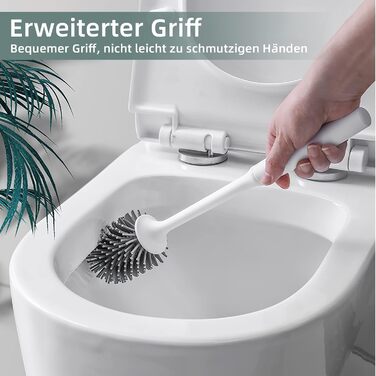 Набір для туалету: щітка з тримачем, силіконова щітка, довга ручка, швидке висихання, настінний/підлоговий монтаж (білий та чорний)