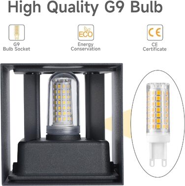 LED-водостійка настінна лампа FUPE 15W для внутрішнього та зовнішнього використання. Регульований кут світла, 3 кольори, IP65, алюміній, квадратна, чорна. Комплект 1