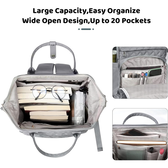 Жіночий рюкзак з відділенням для ноутбука 15.6 дюймів, шкільний рюкзак для дівчат-підлітків, сумка для університету, робочий рюкзак, подарунок для жінок, водонепроникний (підходить для ноутбука 15.6 дюймів, S41-x-gray)