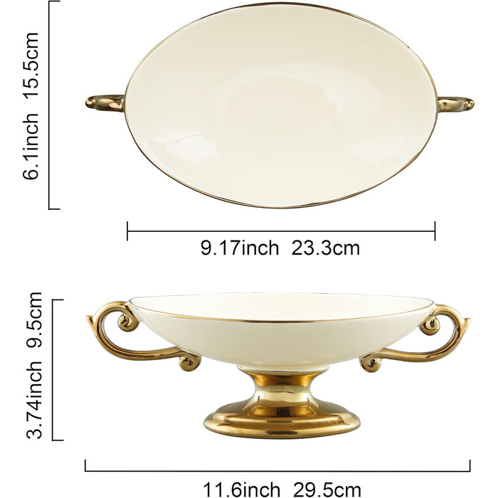 Золота етажерка Fanquare з 2 ярусами з кераміки та порцеляни, підставка для тортів, фруктів та капкейків