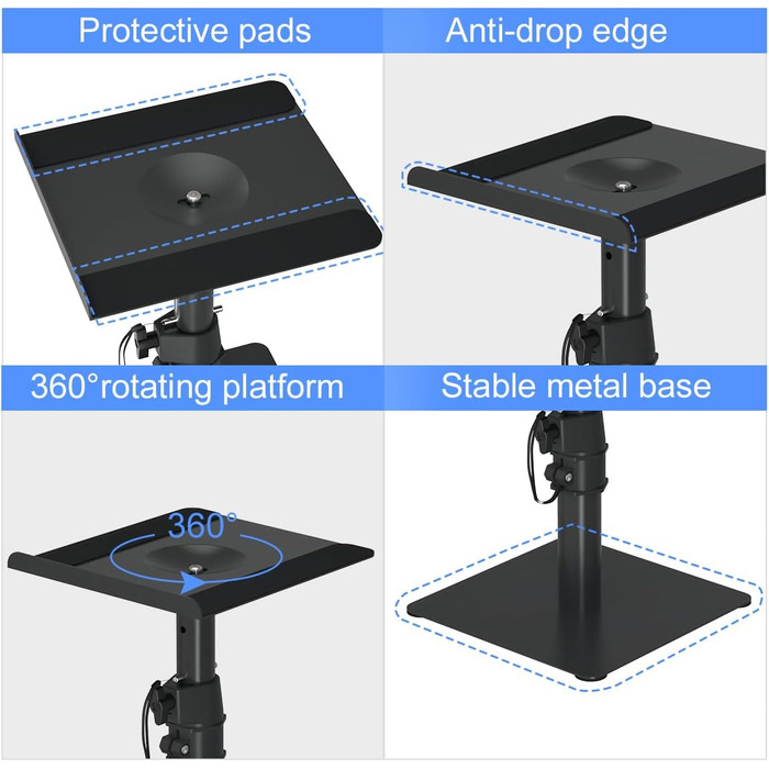 Підставка для колонок Suptek - 2 шт., чорний колір, 20 x 16.5 см, SDM003MB/SDM001T