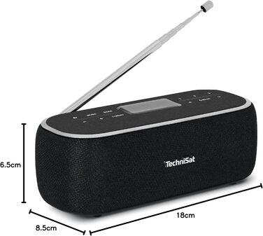 TechniSat DIGITRADIO BT 1: Портативна Bluetooth колонка з DAB+ радіо, годинник, будильник, USB-C, чорна
