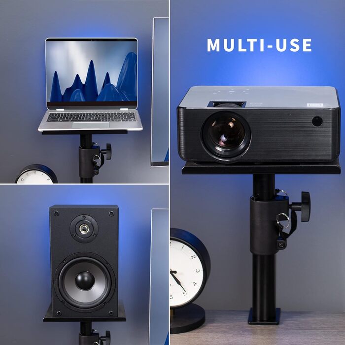 Настінний кріплення для динаміків VIVO, 2 шт, білий/чорний, регулювання висоти та нахилу, універсальне, для комп'ютера та книжкової полиці