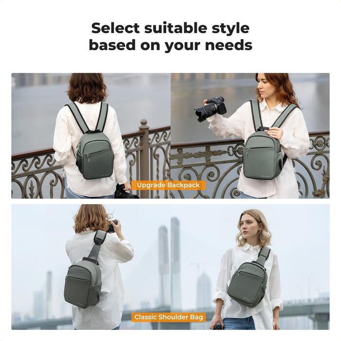 Рюкзак для камери K&F CONCEPT B-dunkelgrün: компактний, для DSLR, з регульованим ременем