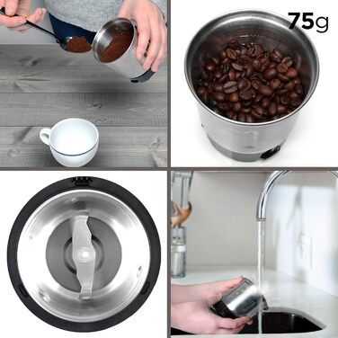 Електрична кавомолка Duronic CG250, 250 Вт, 75 г, для кавових зерен, спецій, трав, горіхів і зернових
