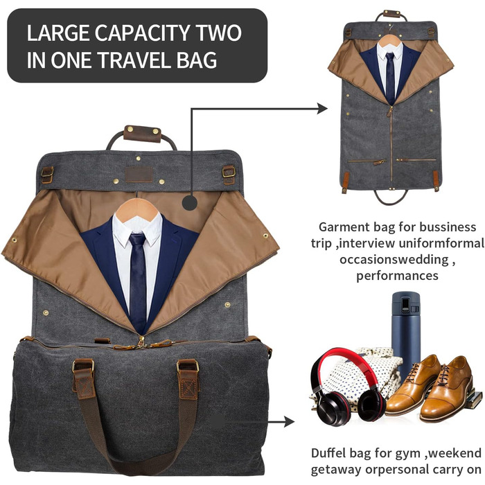 Дорожній костюм-органайзер 2-в-1 American Casual Canvas Leder для одягу та аксесуарів, чорний