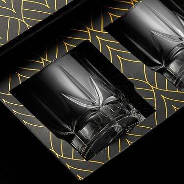 Склянки для віскі Crystal Imperial з екологічного скла, набір 2 шт (355 мл) – ідеально для скотчу, бурбону та коктейлям Old Fashioned. Подарункова коробка з золотим декором.