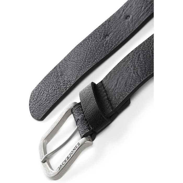 Чоловічий шкіряний ремінь JACK & JONES JACHARRY з металевою пряжкою, чорний