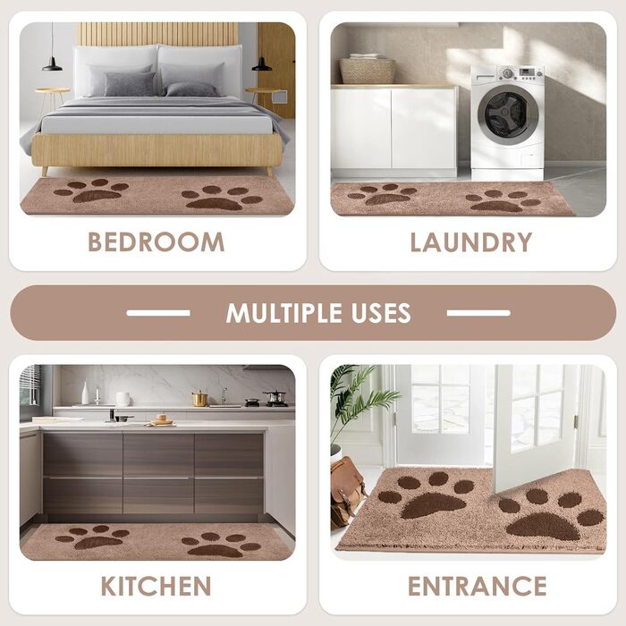 Килимок для дому FCSDETAIL 50x80 см, надлишковий, нековзкий, водонепроникний, для собак, входів, мокрих лап (Бежевий)