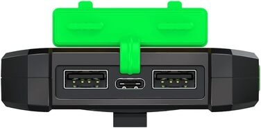 Портативний зарядний пристрій Solar Powerbank 8000 mAh з ліхтариком, чорно-оранжевий, одночасна зарядка 2 пристроїв (2x USB Type-A)