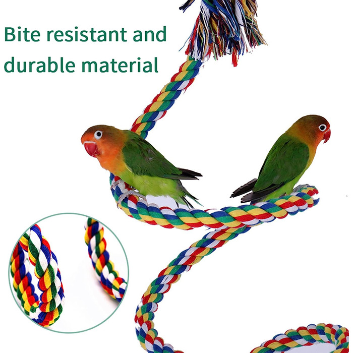 Aedcbaide Bird Toy for Parrots 2 Pack, Bird Parrot Toy Parakeets Hanging Toy Bells Swing 150 cm and 17.8 cm Diameter Bird Swing for Canaries, Cockatiels Hanging