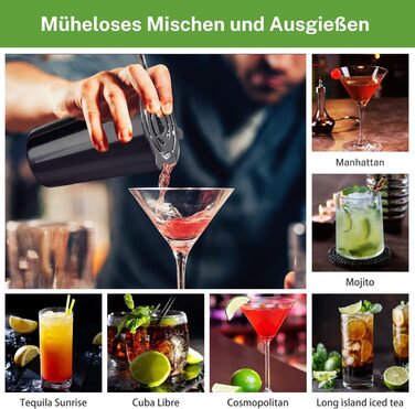 Cocktail Shaker Set, oGoDeal Boston Cocktail Shaker Black with Stand, 27pcs Bar Equipment Bartender Set Cocktail Mixer Accessories, Stainless Steel Cocktail Gift Set Mixology Bartender Kit Set 1