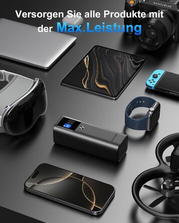 Power Bank AsperX 20000mAh, 165W, USB-C Кабель, для MacBook, Dell, HP, Lenovo, iPad, iPhone, Galaxy