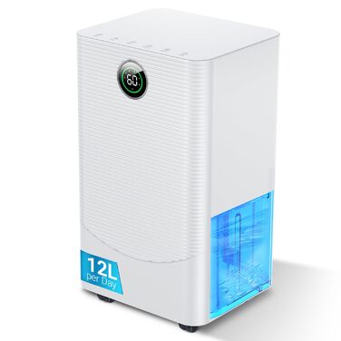 Електричний осушувач повітря 20л/день з датчиком вологості та LED дисплеєм, таймером, 3 режими, для спальні, офісу, підвалу, безперервна подача, білий A-20l-white