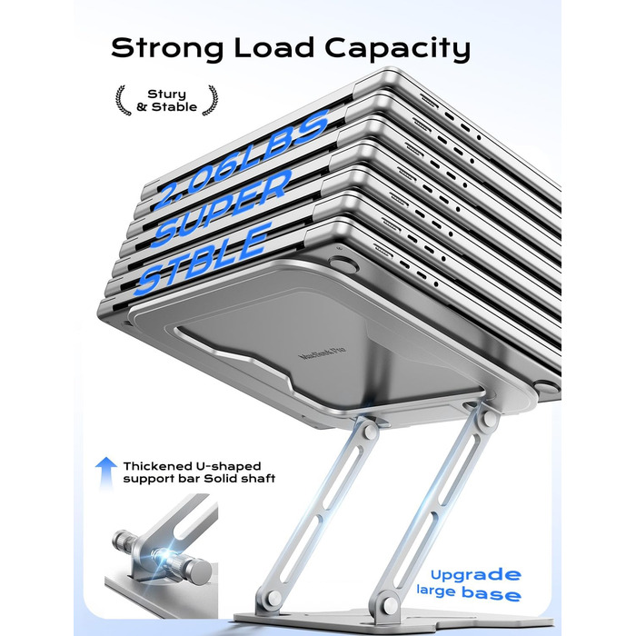 Adjustable Laptop Stand for Desk - Portable Aluminum Laptop Riser - Fits HP 10-16 Inch Laptops (Silver)