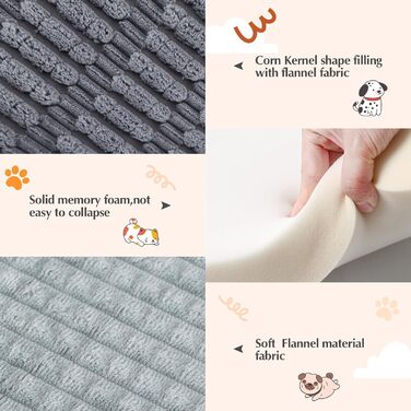 Лежанка для собак IEUUMLER, м'яка та тепла, з memory foam, 90x70 см (Сірий)