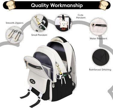 Шкільний рюкзак Tanou для дівчаток-підлітків, набір: рюкзак, сумка через плече та пенал, зелений (чорний)