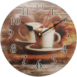 YOAI Wall Clock Kitchen Clock Antique Nostalgia Rustic Country House Quartz Silent (No Ticking) Kitchen Clock 30CM / 12 Inch (Cappuccino (Coffee))