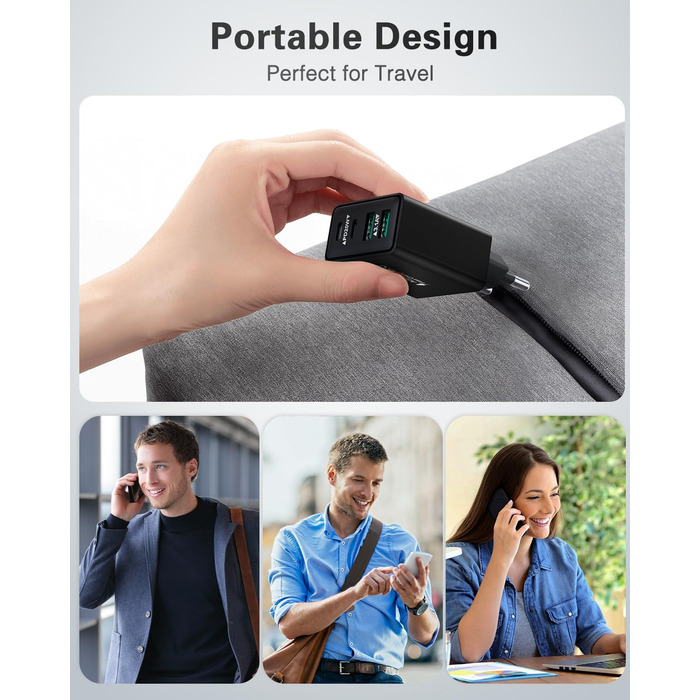 Мережевий адаптер USB C, 40W, 4 порти, швидка зарядка, універсальний зарядний пристрій для iPhone, iPad, Samsung та інших телефонів, білий/чорний (2 шт.)