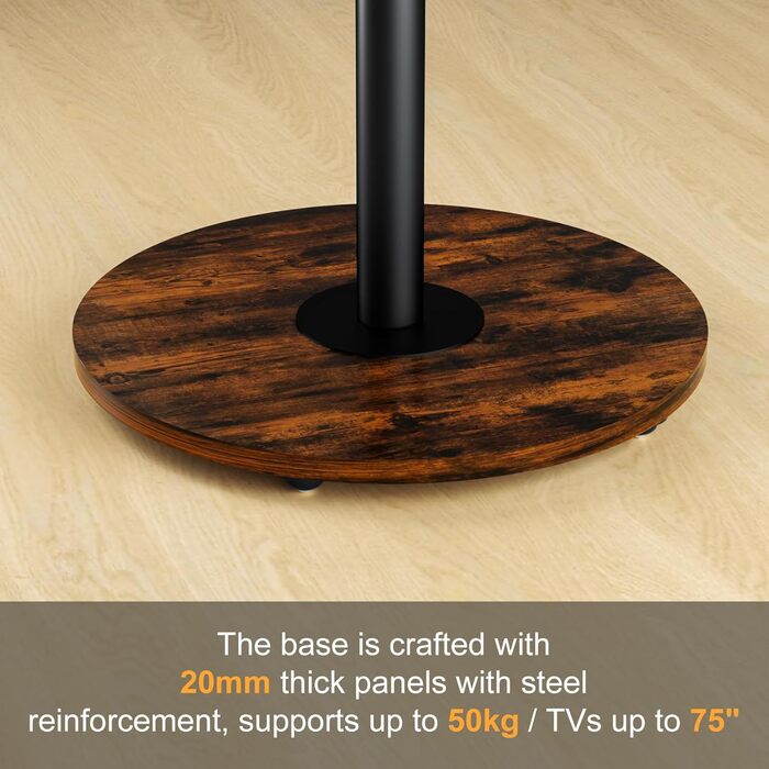 Підставка для телевізора Unho з регульованою висотою та коліщатками, для екранів 40-75 дюймів, VESA 600x400 мм, до 50 кг (Чорний)