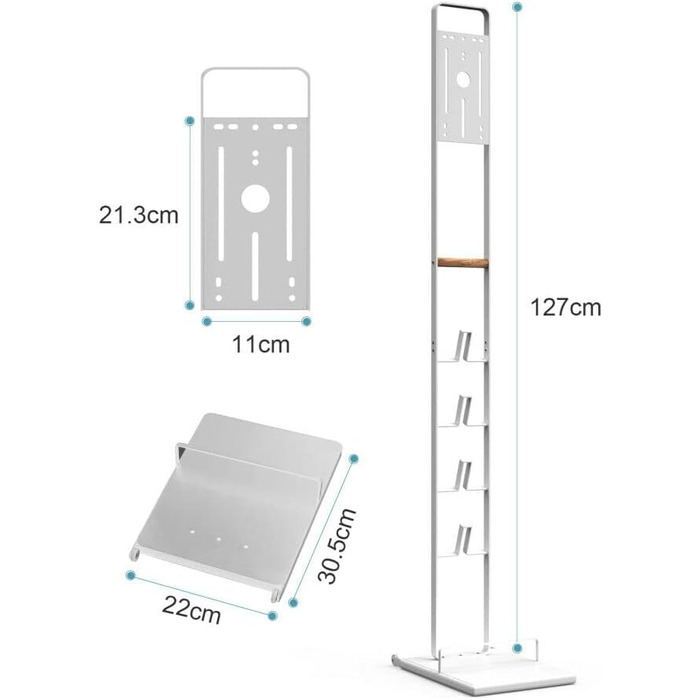 Підставка для акумуляторних пилососів Luchs - універсальна для Dyson V6, V7, V8, V10, V11, DC30, DC31, DC34, DC35 з ручкою з дерева на колесах (біла)