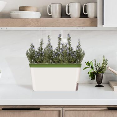 GardenBasix самополивний горщик-контейнер для кімнатних рослин, декоративний прямокутний вазон для квітів та трав, набір 6 шт., три кольори, для дому та саду
