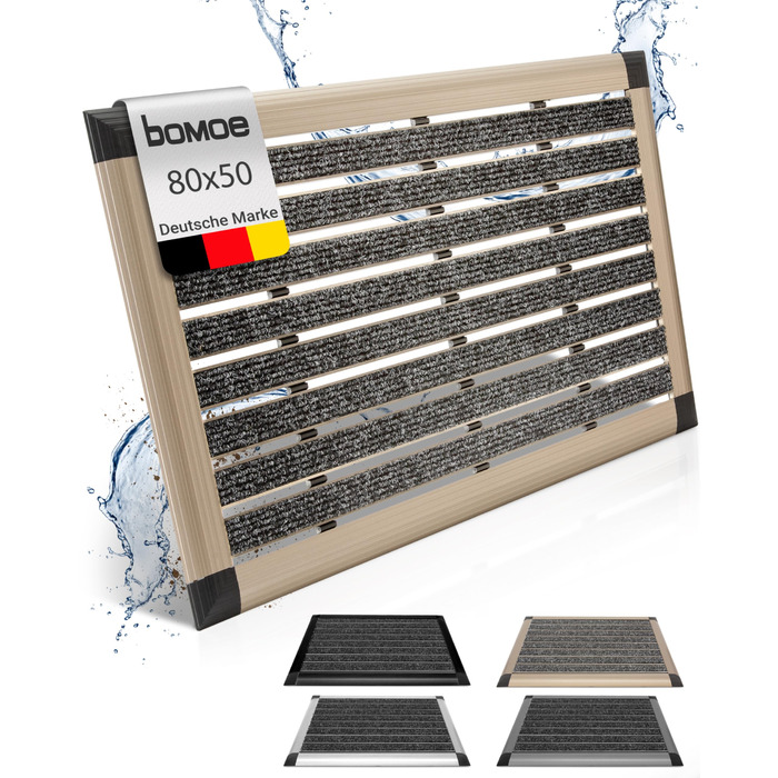 Придверний килимок для вулиці AluGant з алюмінію, 50x80 см, колір шампань золото — міцний скребок для взуття