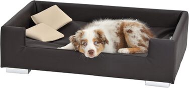 Софа для собак Candy | Лягу для собак, диван для максимального комфорту | М'яка подушка для собак з бортиком, ідеальна як переноска для собак | Корзина та ліжко для собак маленьких порід (Коричневий)