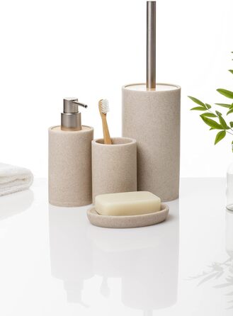 Дозатор для мила у ванну Bora, полірезин, без BPA, бежевий, 13 x 9 x 1,9 см