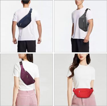 Чоловіча та жіноча поясна сумка на пояс, бананка, водонепроникна, для спорту, подорожей, кемпінгу, фітнесу, бігу (чорна)