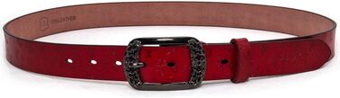 Жіночий шкіряний ремінь Vintage (червоний, жовтий, коричневий, чорний) 3.3 см, довжина 120 см (90-95 см талія) в подарунковій коробці
