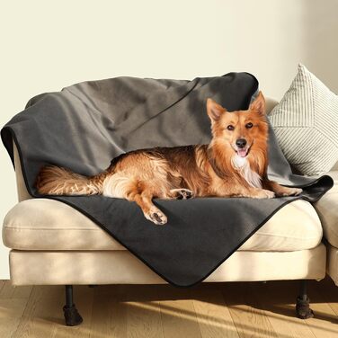 Водонепроникний килимок для собак Happy Hachi 150x127 см, фліс, для софи, машинного прання, автокрісла, меблів (сірий)