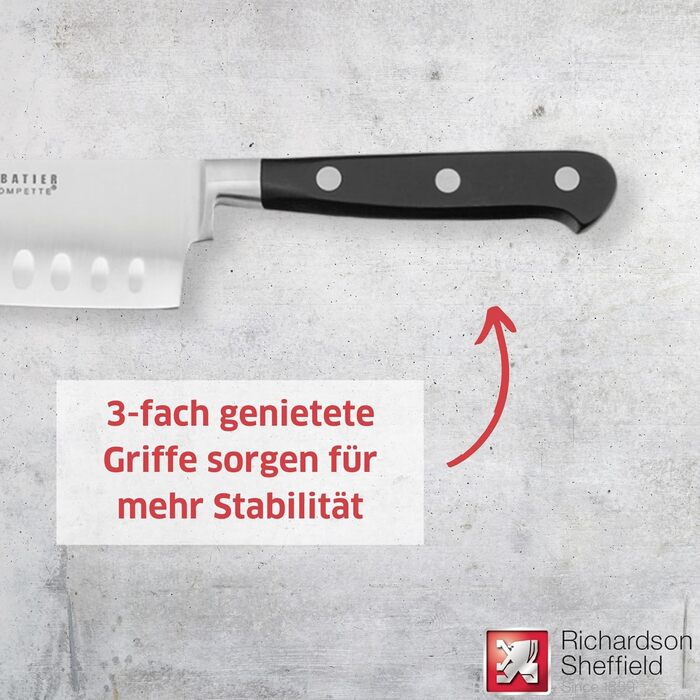 Набір ножів Richardson Sheffield Sabatier Trompette з підставкою, коричневий/сріблястий (Santoku 17,5 см)
