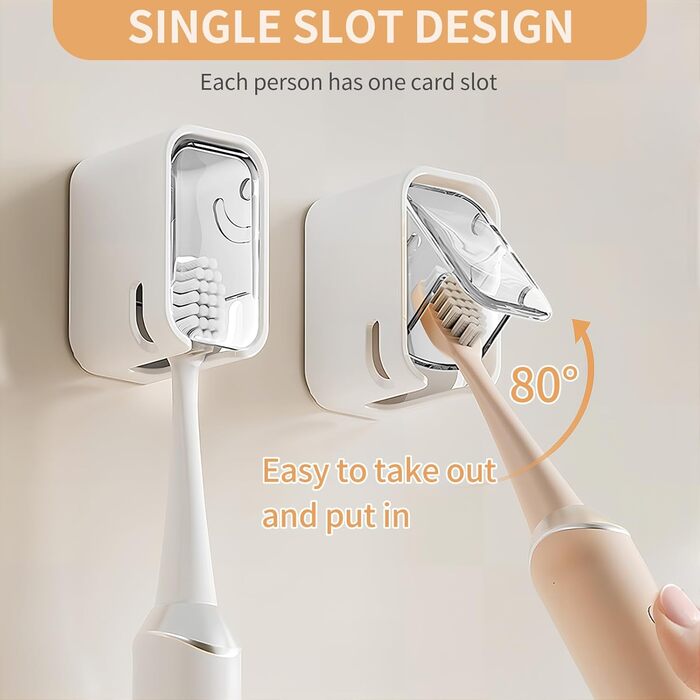 Настінний тримач для зубних щіток, для ванної кімнати, міцний самоклеючий органайзер, 2 шт сірого кольору, 2 шт прозорі