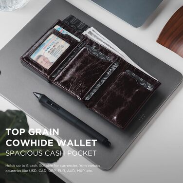 Елегантне шкіряне картхолдер VULKIT з RFID-захистом: картхолдер з відділенням для грошей, візиток та монет (Dutch Martin Espresso)