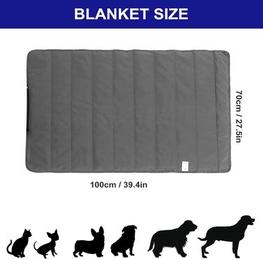 Килимок для собак Outdoor, 100x70 см, вологостійкий, миючий, з сумкою та знімачем шерсті. Підходить для подорожей, кемпінгу, собак та котів. Теплий килимок, велика подорожня ковдра, оксфордська тканина, чорний колір.