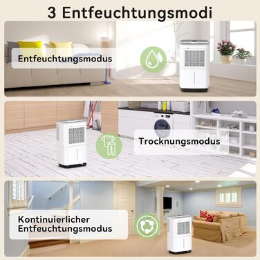 Електричний осушувач повітря Crecolife 12L/24h, 190W, для приміщень 20м², з цифровим дисплеєм та сенсорною панеллю керування, 3 режими осушення, 2 варіанти зливу, таймер 24г