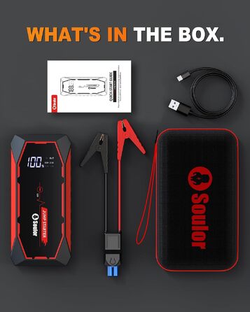 Бустер для автомобіля Cy8 5000A — Потужний пусковий пристрій (Jump Starter) для бензинових двигунів до 8л та дизельних до 6л, 12V, з LED-ліхтарем та EVA-кейсом
