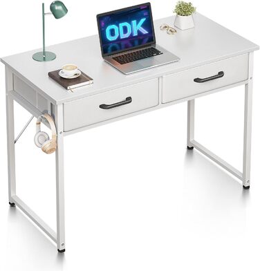 Комп'ютерний стіл ODK з 2 шухлядами, 100x40x78.7 см, білий