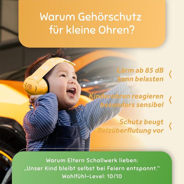 Schallwerk Mini+ (Dusty) - Навушники-захисники для малюків (жовті) - Шумоізоляційні навушники для дітей преміум-якості