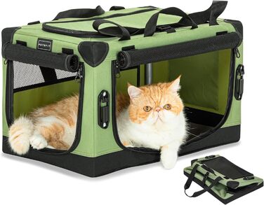 Транспортна переноска для собак та котів Petsfit, складана, для подорожей та авто, XS, зелена