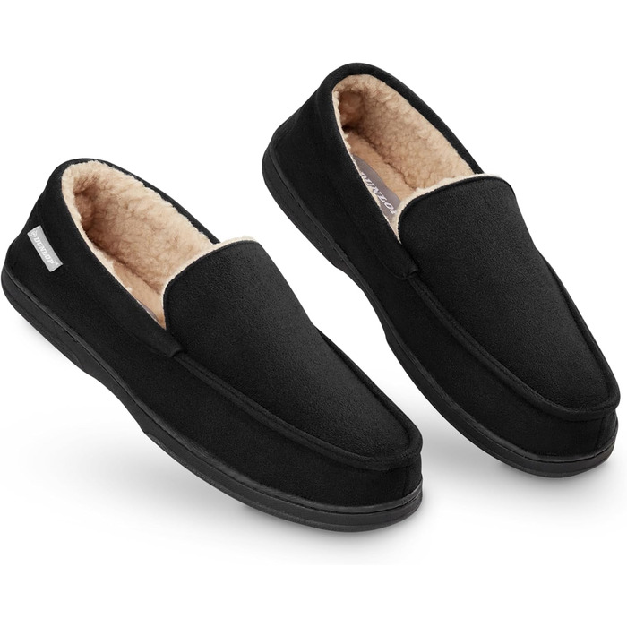 Чоловічі домашні тапочки-мокасини Dunlop з піною Memory Foam та флісовою підкладкою, антиковзкі, розмір 41-46 (43 EU), чорні